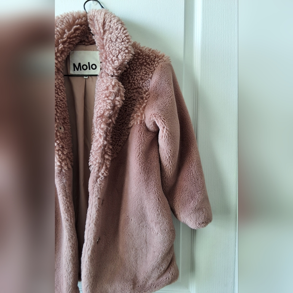 Molo Haili faux fur and faux shearling coat girls size 8Y - Picture 5 of 13